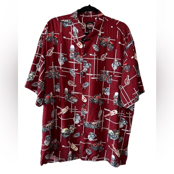 Vintage Harley Davidson Y2K Hawaiian Shirt XL USA Tori Richard - Picture 7 of 9